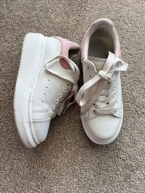Alexander McQueen Pink White Lace Up Sneakers Size 6